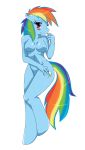 blue_body blue_fur blush breasts cutie_mark equid equine female friendship_is_magic hair hasbro horse looking_at_viewer my_little_pony pegasus pony purple_eyes rainbow_dash rainbow_dash_(mlp) rainbow_hair rainbow_mane rainbow_tail red_eyes smile solo sssonic2 standing tail white_background wide_hips
