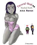 beast_boy big_breasts blackfire breasts dc_comics dcau erect_nipples naked_towel raven_(dc) tbone111_(artist) teen_titans towel