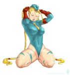   blonde_hair bloocarrot_(artist) breasts cammy_white erect_nipples closed_eyes hairless_pussy huge_breasts pussy spread_legs street_fighter  