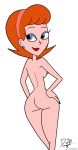  amigodan ass big_breasts breasts disney earring erect_nipples hairband linda_flynn-fletcher lipstick looking_back milf nipples phineas_and_ferb red_lipstick smile wide_hips 