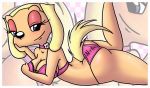  ass ass_crack bikini blonde_hair blue_eyes brandy_and_mr._whiskers brandy_harrington breasts bubble_butt cleavage disney dog furry innocenttazlet shiny shiny_skin smile solo 