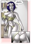ass ass_expansion breast_expansion breasts comic dc_comics huge_breasts magical_expansion_(comic) pale_skin purple_hair raven_(dc) teen_titans thong wilko