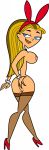 animal_ears ass ass_grab bigtyme blonde_hair blue_eyes bow_tie breasts bunny_ears cartoon_network erect_nipples high_heels hourglass_figure huge_breasts light-skinned_female lindsay_(tdi) long_blonde_hair long_hair looking_back nipples nude striped_hair thick_ass thick_legs thick_thighs total_drama_island two_tone_hair wasp_waist