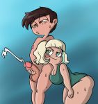  clothed_female_nude_male cum handjob jackie_lynn_thomas marco_diaz penis raised_eyebrow star_vs_the_forces_of_evil sweating swimsuit testicles tongue tongue_out 