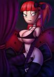  big_breasts black_panties bow breasts cleavage earrings foster&#039;s_home_for_imaginary_friends frankie_foster gloves green_eyes innocenttazlet jewelry panties red_hair solo stockings string_panties thong underwear 