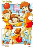  ass basketball blue_eyes drink gym_shorts i&#039;m_daisy nintendo orange_hair princess_daisy sakusakupanic super_mario_bros. 
