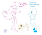  adventure_time animal_ears black_eyes bottomless closed_eyes dog finn_the_human funny furry jake_the_dog jewelry long_hair pink_hair pink_skin princess_bubblegum pubic_hair pussy shy smile 
