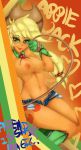  1girl 2011 applejack applejack_(mlp) belly big_breasts blonde_hair boots boy_shorts breasts clothing equine female female_only freckles friendship_is_magic gloves green_eyes hair hasbro hat headgear horse jeans lasso long_hair looking_at_viewer my_little_pony navel nipples pony skimpy slugbox solo solo_female tongue topless underwear whip 