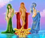  3girls ass breasts din farore know_kname multiple_girls nayru nipples nude oracle_of_ages oracle_of_seasons oracle_of_secrets pointy_ears the_legend_of_zelda 