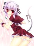  1girl alternate_costume alternate_hair_color animal_ears bad_id female hair hlz maid_headdress mouse_ears mouse_tail nazrin panties panty_pull pussy_peek red_eyes silver_hair solo tail touhou underwear white_panties 