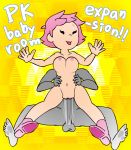  1girl against_floor animated battle_background black_eyes bottomless bouncing_breasts breasts bulge doggy_position earthbound from_behind from_below gif imprint kumatora minus8 mother_3 nintendo penis pink_hair sex stomach_bulge tagme tongue_out trippy_background vaginal 