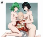  1boy 2girls big_breasts blush breasts clothed_male_nude_female crossed_arms dark_green_hair erect_nipples extremely_large_filesize fubuki_(one-punch_man) green_eyes high_resolution huge_breasts keihh large_filesize male multiple_girls nipples one-punch_man petite saitama_(one-punch_man) short_hair siblings sisters small_breasts sweater take_your_pick tatsumaki_(one-punch_man) very_high_resolution 