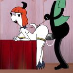  1girl balls black_penis doggy_position erica_(disney) furry gif goofy goofy_(disney) high_heels leash male mickey_mouse_shorts minus8 penis pussy_juice red_hair sex simple_face straight swinging_balls tagme tongue_out vaginal vaginal_penetration 