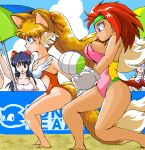  2girls breasts genderswap knuckles_the_echidna light_skin miles_&quot;tails&quot;_prower multiple_girls multiple_tails sonic sonic_the_hedgehog tagme tail 