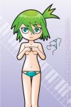  bikini breasts green_eyes green_hair hi_hi_puffy_amiyumi julie nixnvico small_breasts solo topless 
