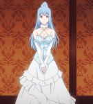  1girl anime aqua_hair beautiful cleavage cute dress huge_breasts kenja_no_mago sicily_von_claude 