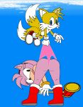 amy_rose anthro ass flying flying_wedgie miles_&quot;tails&quot;_prower sky sonic_(series) wedgie 