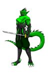  green_eyes male scalie solo sword thegeckodemon weapon 