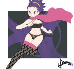  anzu_(pokemon) big_breasts breasts dave619 janine nintendo pokemon purple_eyes purple_hair solo 