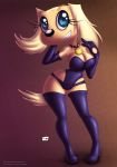  anthro blonde_hair blue_eyes boots brandy_and_mr._whiskers brandy_harrington breasts cleavage disney dog furry gloves innocenttazlet jewelry leotard necklace smile 
