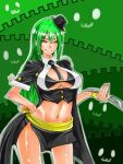  1girl big_breasts blazblue genderswap green_hair hazama prostitute provocative whore 