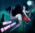 1girl adventure_time ass axe big_ass big_breasts black_hair breasts female_only full_moon grey_skin grimphantom guitar long_hair marceline marceline_abadeer moon outside red_eyes solo solo_female vampire weapon