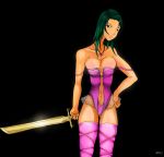  green_hair necklace slirve2_(artist) sword tagme weapon 
