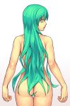 1girl alternate_hairstyle ass bad_id censor_hair censored convenient_censoring female_only from_behind green_eyes green_hair hair_censor hair_down hatsune_miku long_hair looking_back miku_hatsune nude rear_view solo solo_female very_long_hair vocaloid yuuji_(and)
