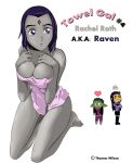 beast_boy blackfire dc_comics dcau naked_towel non-nude raven_(dc) tbone111_(artist) teen_titans towel