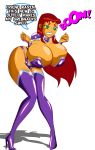 bent_over big_ass big_breasts boots breasts cleavage dc_comics fingerless_gloves gloves green_eyes grimphantom long_hair orange_skin red_hair shiny shiny_skin solo starfire teen_titans
