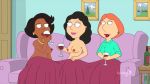 3girls blanket bonnie_swanson cartoon_milf cleavage couch dark-skinned_female donna_tubbs drinking family_guy light-skinned_female lois_griffin mature_female medium_breasts necklace nipples nude_edit nude_female pink_lipstick red_lipstick the_cleveland_show topless_(female) wine wine_glass