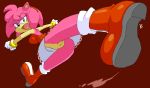 amy_rose anthro boots bracelet furry gloves green_eyes hotred jewelry mad no_panties pink_hair pussy sega short_hair solo sonic_(series) upskirt