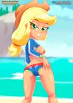  1girl applejack applejack_(eg) ass bbmbbf breasts equestria_girls equestria_untamed exposed_breast female female_only kneepits my_little_pony palcomix partially_clothed pietro&#039;s_secret_club pussy sideboob solo standing tagme thigh_gap 