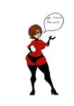 ass big_ass boots breast brown_hair disney earrings elastigirl gloves gundam888 huge_ass jewelry lipstick looking_back milf red_lipstick short_hair solo the_incredibles white_background wide_hips