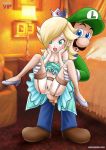  1_boy 1_girl 1boy 1girl anal anal_penetration anal_sex bbmbbf blonde blonde_hair breasts crown cum dress dress_lift female garter_belt garter_straps luigi male no_panties palcomix palcomix*vip palcomix_vip partially_clothed penis_in_ass princess_rosalina pussy reverse_suspended_congress rosalina royalty sex star_earrings stockings super_mario_bros. super_smash_bros. 