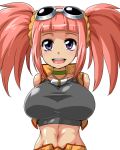  arms_behind_back big_breasts blush breasts choker climax_entertainment dinosaur_king getter goggles jacket jewelry kitsune-tsuki_(getter) large_breasts midriff navel necklace open_mouth pink_hair purple_eyes sega shirt solo tatsuno_malm taut_clothes taut_shirt twin_tails twintails zoe_drake 