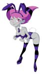  1girl bunnysuit dc_comics dcau female_only flashing full_body jinx one_eye_closed playboy_bunny solo_female tagme teen_titans tongue tongue_out wink 