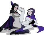 2_girls 2girls dc_animated_film_universe dc_comics dcau dildo_in_pussy double_dildo dual_persona naked_cape nipples rachel_roth raven_(dc) raven_(dc_animated_film_universe) raven_(teen_titans) selfcest teen_titans thigh_boots vaginal_insertion yuri
