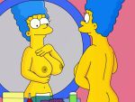  ass breasts marge_simpson mirror nipples nude smile the_simpsons 