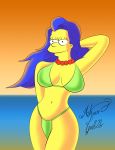  blue_hair marge_simpson pearls tagme the_simpsons yellow_skin 