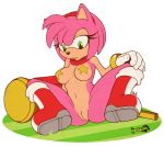  2011 amy_rose anthro belly boots bracelet breasts daxzor daxzor_(artist) female furry gloves green_eyes hair hairband hammer hedgehog jewelry midriff navel nude pink_hair pose pussy sega shiny short_hair solo sonic_(series) spread_legs spreading star 