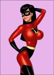  1girl big_breasts breasts clothed female female_only large_breasts mask nipple_bulge pose solo the_incredibles violet_parr 
