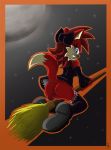  anthro anus archie_comics ass blue_eyes bow broom broom_riding fingerless_gloves fiona_fox fox fox_girl full_moon furry gloves halloween long_hair looking_back no_panties pussy red_hair sega smile solo sonic_(series) sonic_*(series) sonic_the_hedgehog_(series) the_other_half upskirt witch 