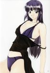  1girl bikini black_hair hentai highres mizugi polorinken scan solo swimsuit 
