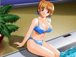 big_breasts bikini cleavage hentai orange_hair pool sitting swimming_pool tagme