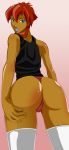 1girl ass dark_skin dat_ass female_only kiva_andru megas_xlr rear_view tbone111_(artist) thong