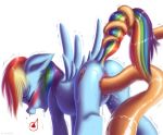  anus blood blush drooling equine friendship_is_magic hair heart mammal multicolored_hair my_little_pony nosebleed pegasus penetration pussy pussy_juice rainbow_dash rainbow_hair saliva sex shiver shuddering simple_background sweatshirt_(artist) tentacles white_background wings 