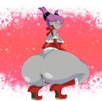  1girl 1girl big_ass bottom_heavy bottomless christmas crouching dat_ass dc_comics elpepsi grey_skin high_heels high_res high_res huge_ass jinx large_ass looking_at_viewer looking_back pink_hair pussy small_breasts teen_titans twin_tails 