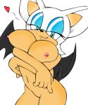  1_female 1girl anthro bat blue_eyes breasts female female_only looking_at_viewer nipples nude plain_background rouge_the_bat sega simple_background solo solo_female sonic sonic_*(series) sonic_the_hedgehog_(series) standing white_background wings 