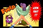  bottomless bulma_briefs dragon_ball embarrassing expose master_roshi ponytail purple_hair short_hair surprise 